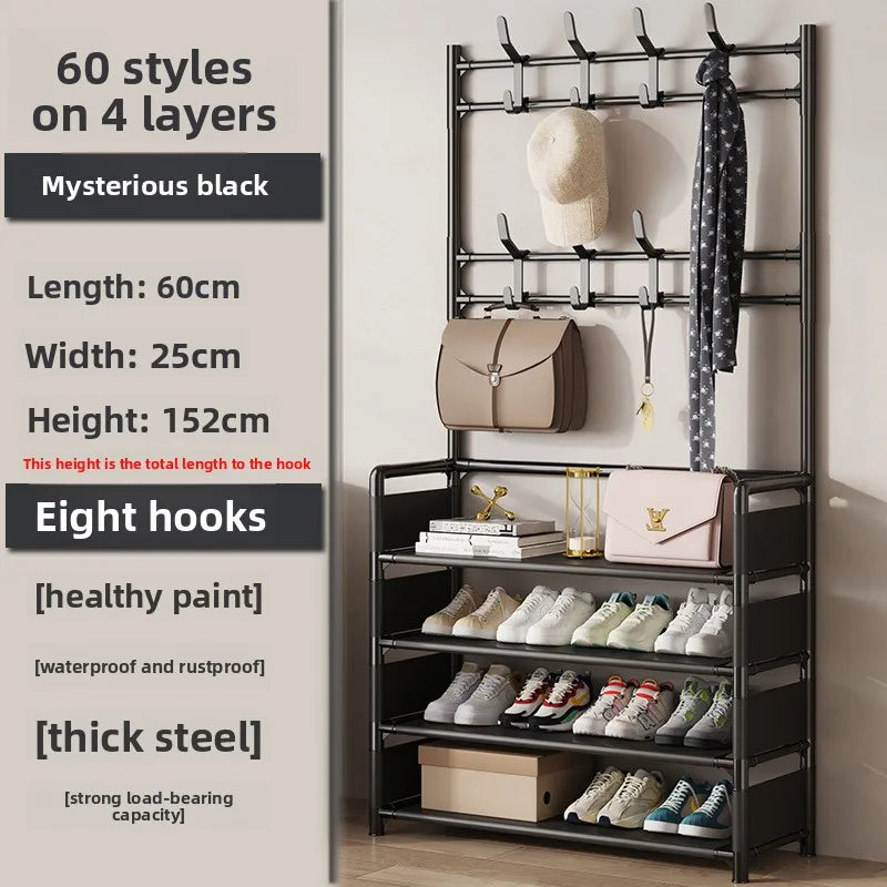 Organisateur chaussures vertical avec porte-manteau