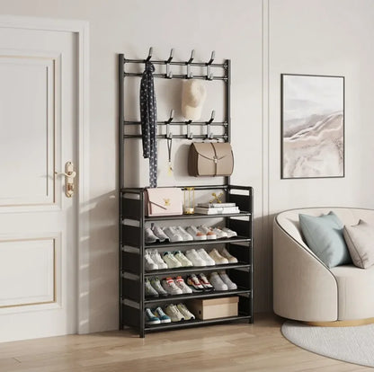 Organisateur chaussures vertical avec porte-manteau